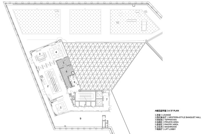 集团总部办公楼A楼五层平面