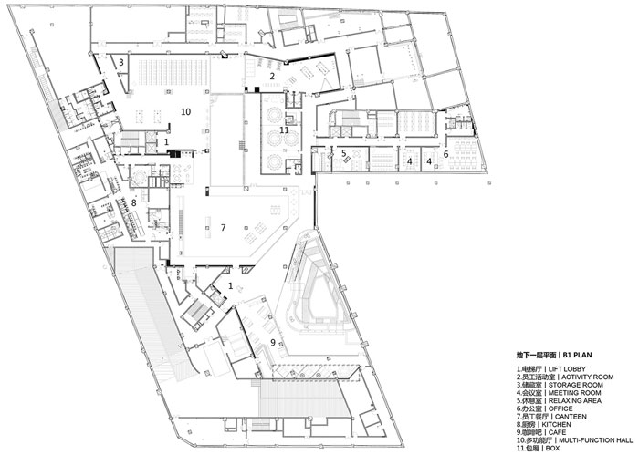 集团总部办公楼地下一层平面