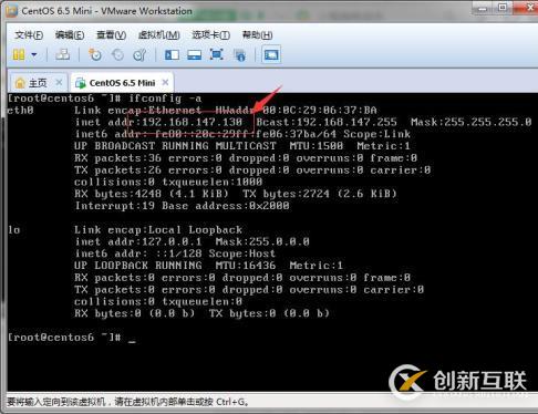 VMware中centos6.5 minimal 使用NAT模式联网