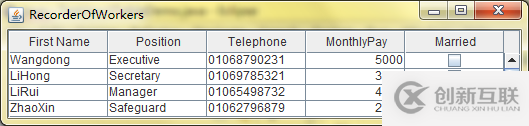 Java中怎么实现一个JTable表格