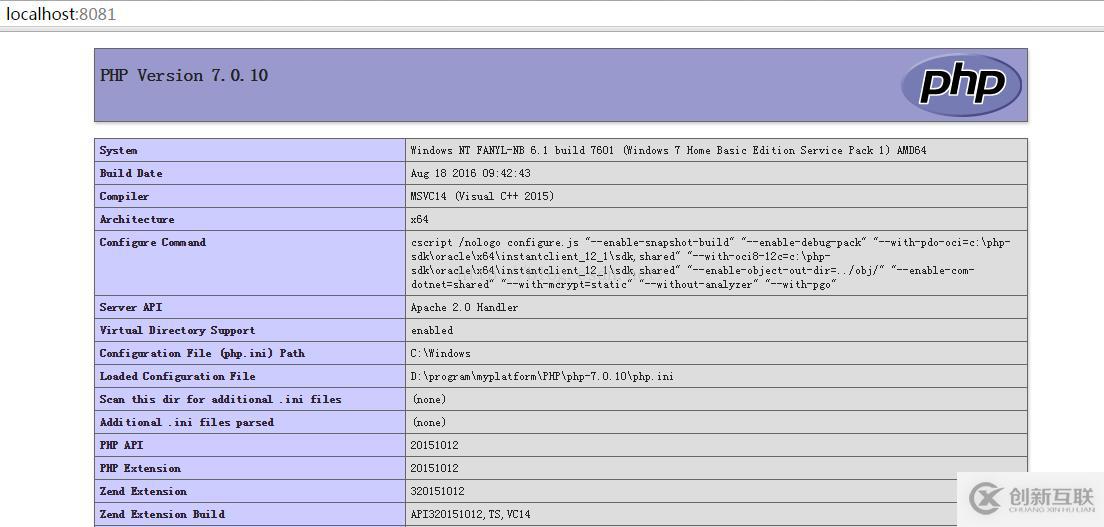 Windows7下PHP7运行环境搭建的方法