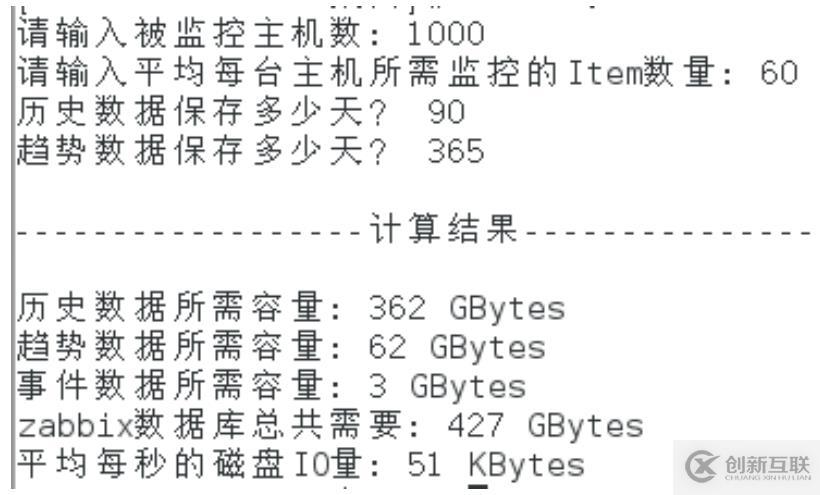 zabbix——计算所需数据库空间