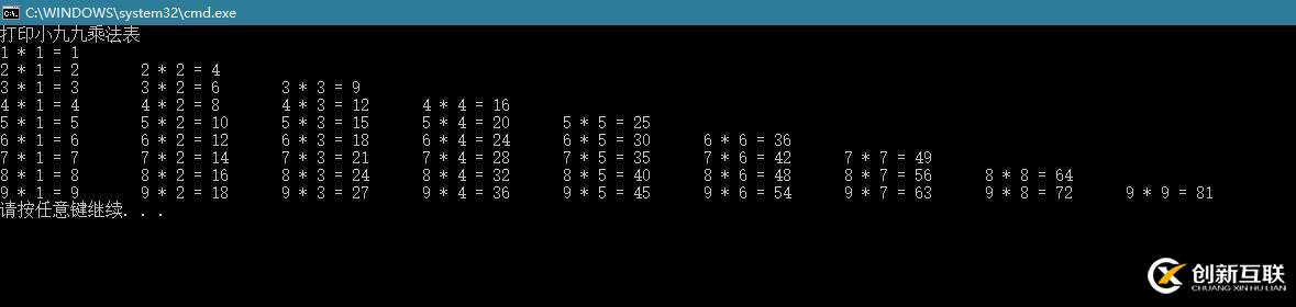 [C#小程序]命令行小程序之 小九九乘法表