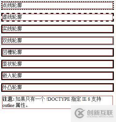 css中使用outline-style属性的案例