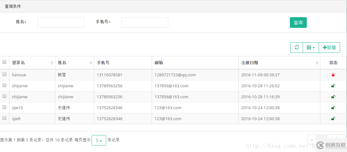 bootstrap table表格插件之服务器端分页的示例分析