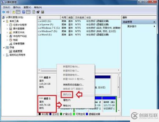 win7系统磁盘脱机如何解决