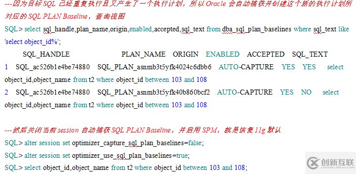 oracle 固定执行计划