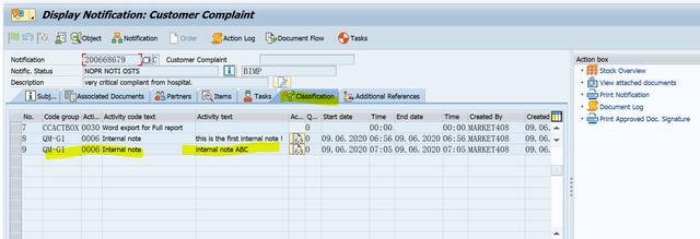 SAP QM怎么维护Internal Note