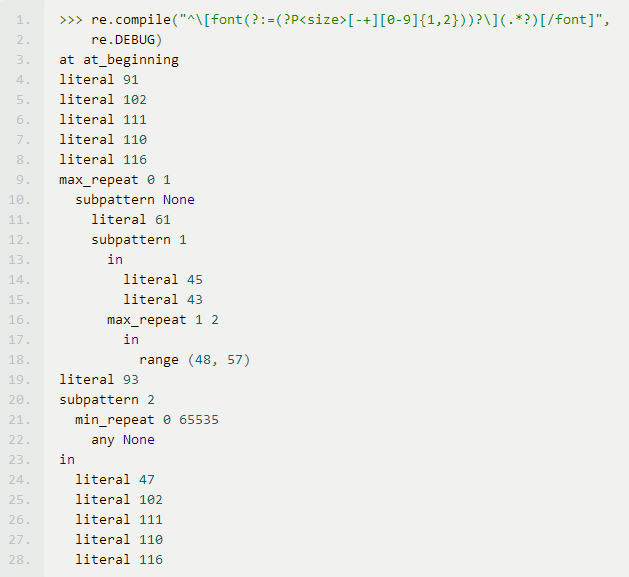 python如何使用re.DEBUG查看正则表达式的匹配过程