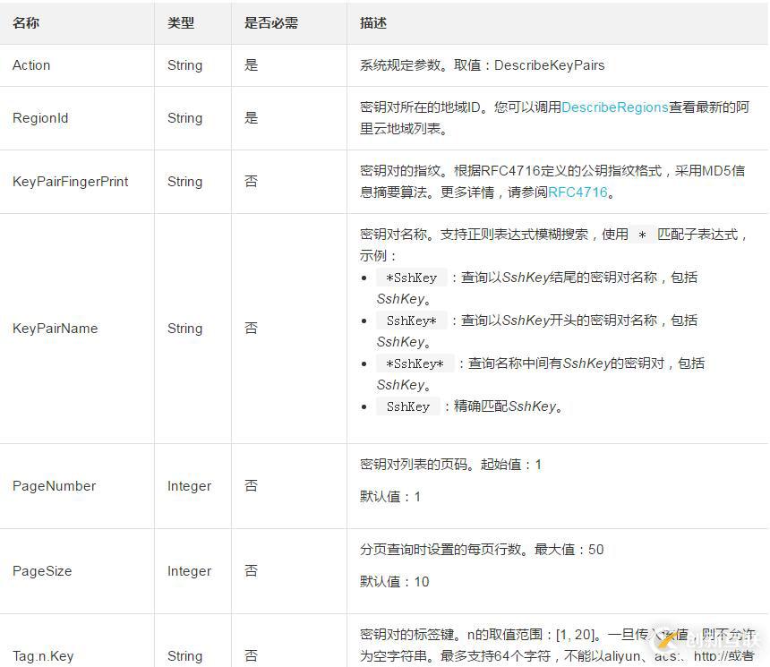 使用DescribeKeyPairs查询一个或多个密钥对的方法