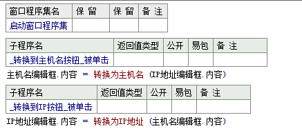 易语言将指定的主机名与IP地址转换功能