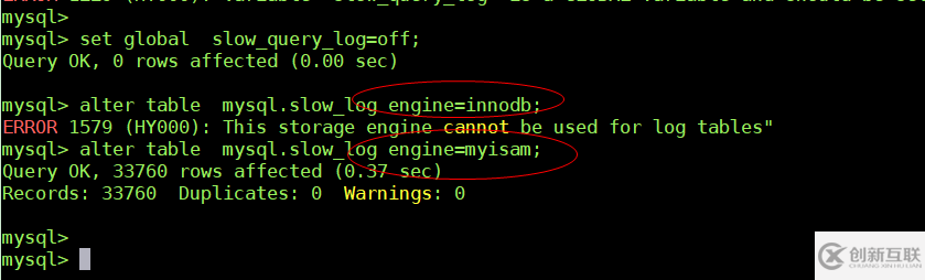 MySQL中slow_log表无法修改成innodb引擎怎么办