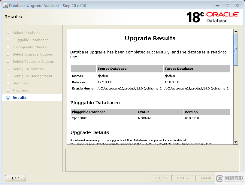 Oracle 12C升级到18C