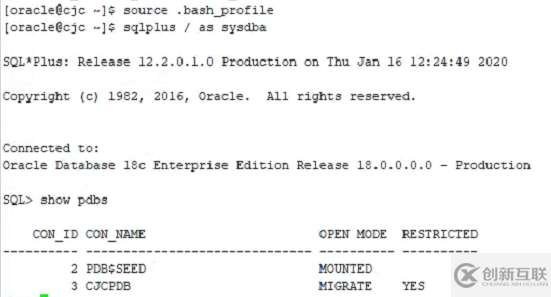 Oracle 12C升级到18C