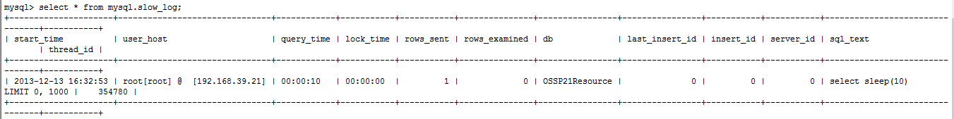 MySQL慢查询日志举例分析