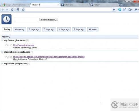 如何进行管理浏览历史的Chrome扩展History 2