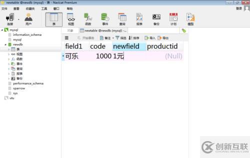 怎么使用navicat为数据库表增加新记录