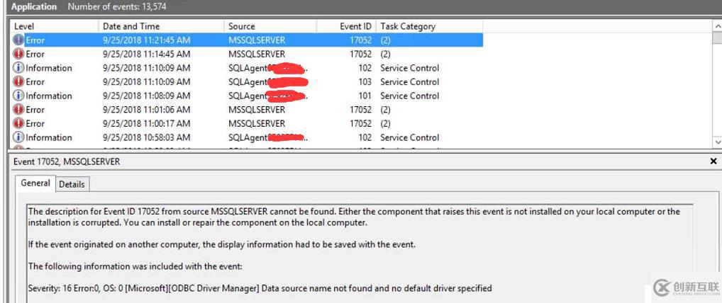 SQL Server Agent 启动后自动停止，ODBC驱动丢失